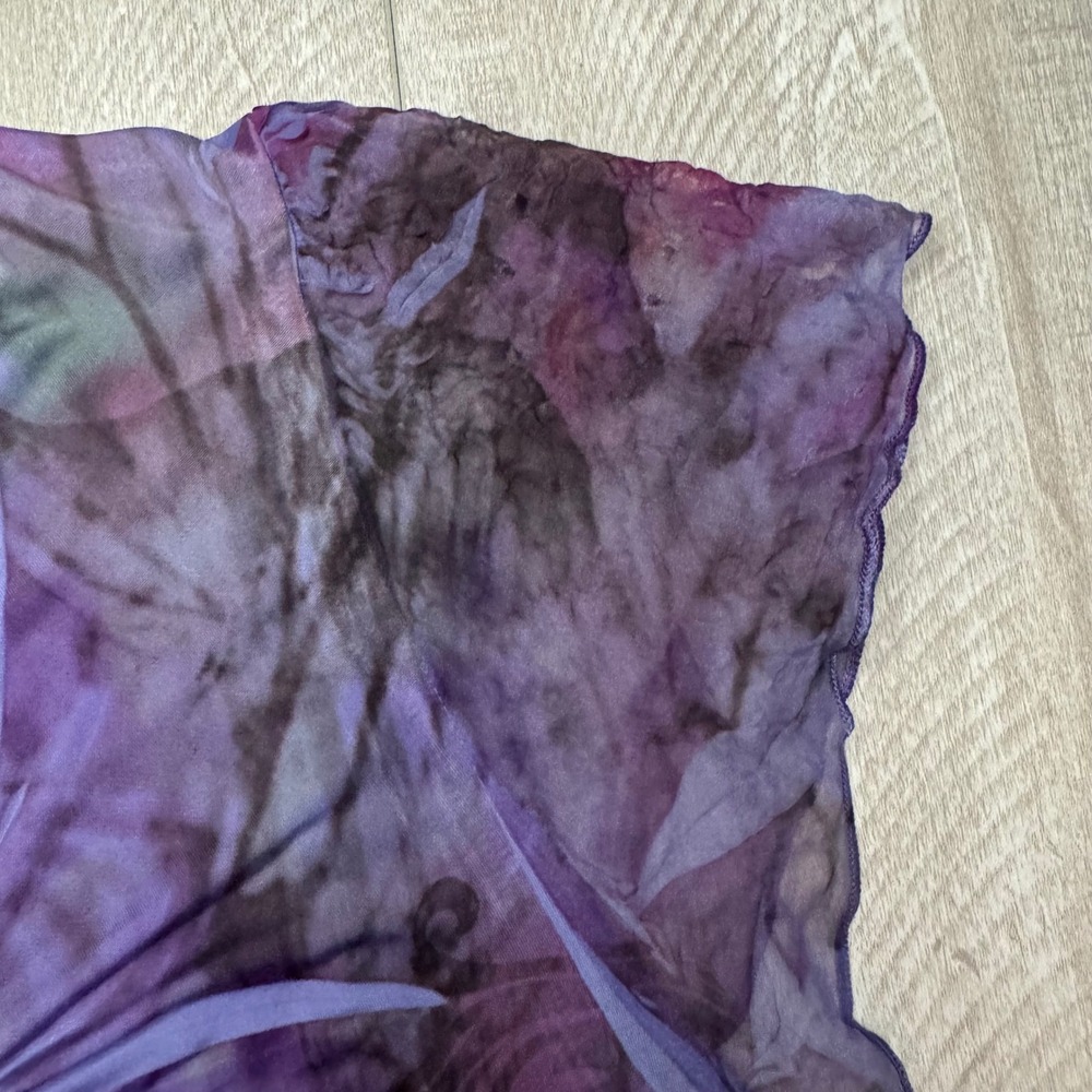 Unity World Wear Purple Floral Lace Rhinestone Fairycore Tunic Top XL - Picture 8 of 8